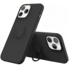 Силиконов кейс bSmart Finger Grip, За iPhone 16 (6.1), Черен