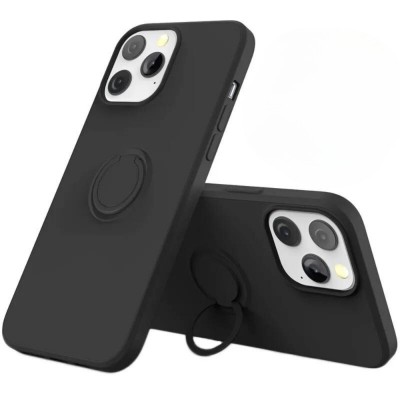 Силиконов кейс bSmart Finger Grip, За iPhone 16 (6.1), Черен