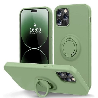 Силиконов кейс bSmart Finger Grip, За iPhone 16 (6.1), Ментов