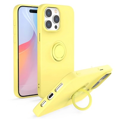 Силиконов кейс bSmart Finger Grip, За iPhone 16 (6.1), Жълт