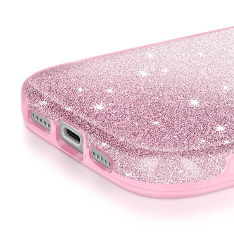 Силиконов кейс bSmart Glitter 3в1 за iPhone 17 Pro (6.3) розов