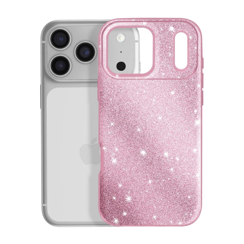 Силиконов кейс bSmart Glitter 3в1 за iPhone 17 Pro (6.3) розов