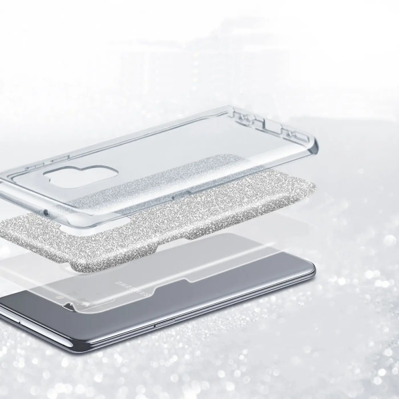 Силиконов кейс bSmart Glitter 3в1 за Samsung Galaxy A56 / A36 сребрист