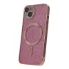 Силиконов кейс bSmart Glitter Chrome Magsafe с протектори за камерите, За iPhone 14 Pro (6.1), Розов
