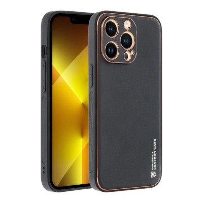 Силиконов кейс bSmart Leather, За iPhone 13 Pro Max (6.7), Черен