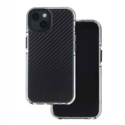 Силиконов кейс MBX Acrylic Carbon, За iPhone 16 (6.1), Черен