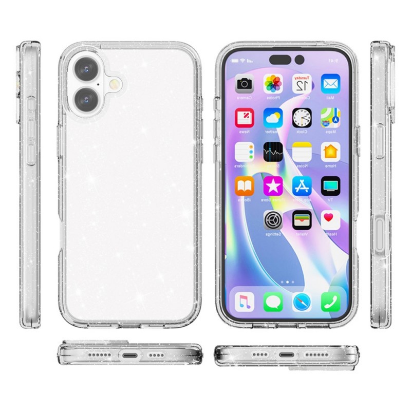Силиконов кейс Shine 2 mm брокатен, За iPhone 17 (6.3), Прозрачен