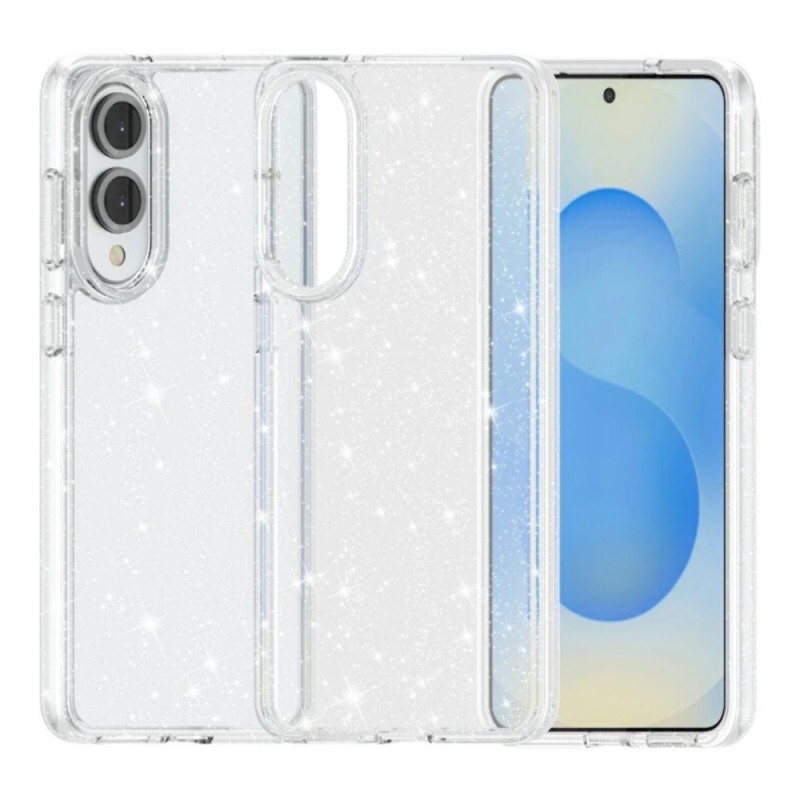 Силиконов кейс Shine 2 mm брокатен, За Samsung Galaxy S25 Edge, Прозрачен