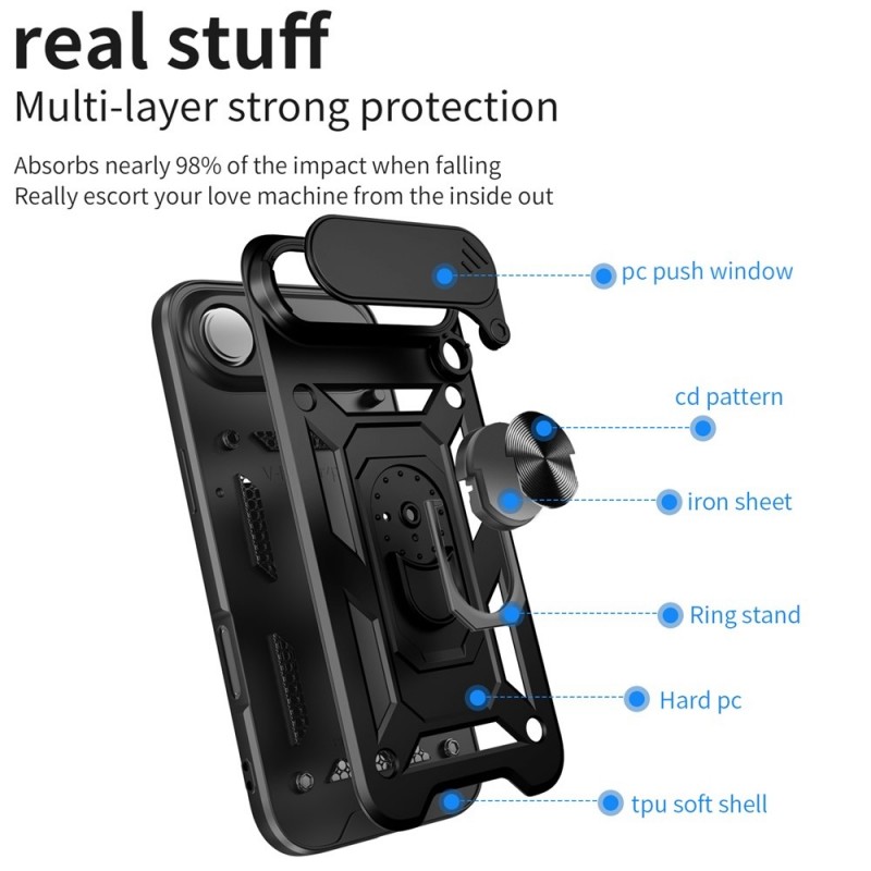 Силиконов твърд кейс bSmart Defender Slide, За iPhone 17 Air (6.9), Черен