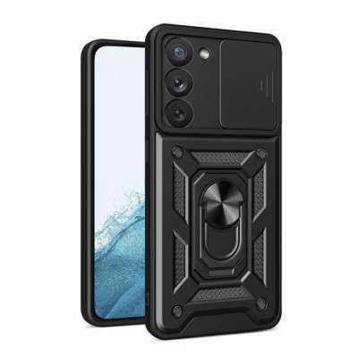 Силиконов твърд кейс bSmart Defender Slide, За Samsung Galaxy S23 (S911B), Черен