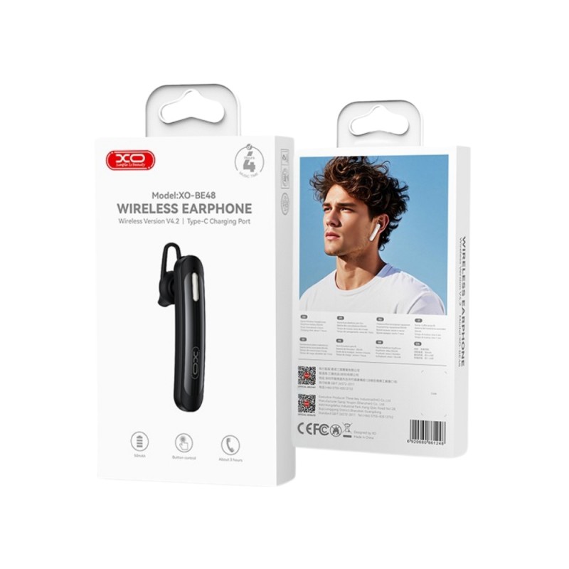 Слушалка хендсфри Bluetooth XO BE48, Черна