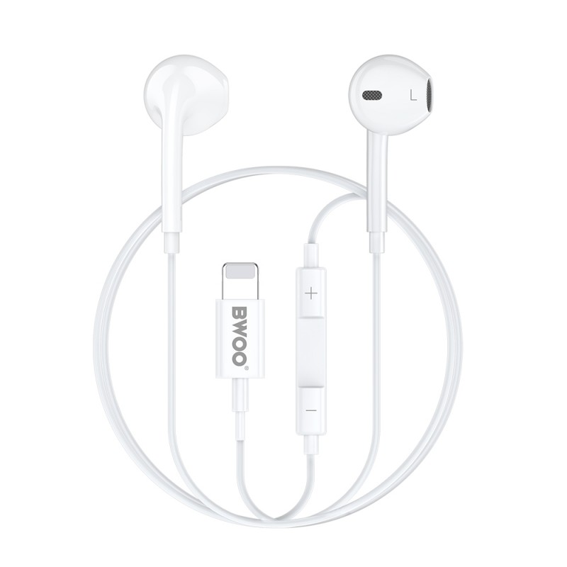 Слушалки BWOO HF179 с Lightning и контрол на звука, бели
