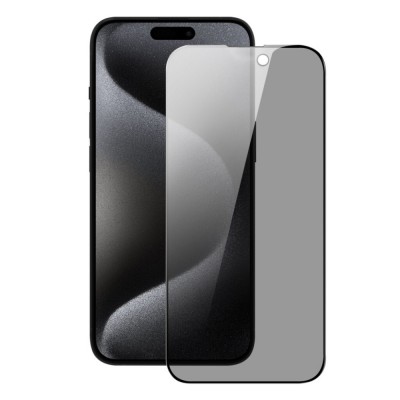 Стъклен протектор MBX 5D Full Privacy с цяло лепило, За iPhone 15 Pro Max (6.7), Черен