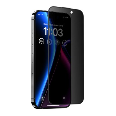 Стъклен протектор OG Premium Privacy с цяло лепило, За iPhone 15 (6.1), Черен
