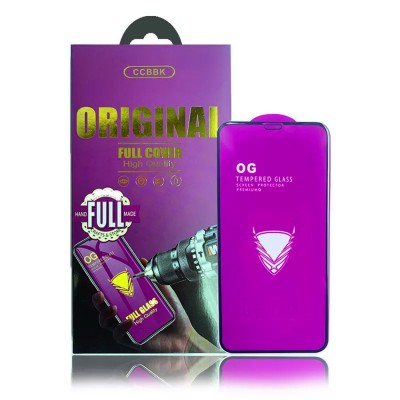 Стъклен протектор OG Premium с цяло лепило, За iPhone 12/12 Pro (6.1), Черен
