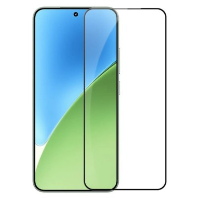 Стъклен протектор OG Premium с цяло лепило, За Xiaomi Redmi 15, Черен