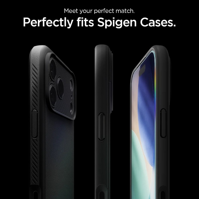 Стъклен протектор Spigen GLAS.tR EZ Fit с цяло лепило, За iPhone 17 / 16 Pro, Прозрачен