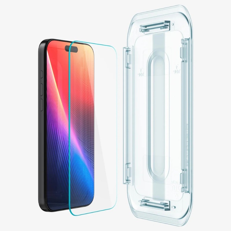 Стъклен протектор Spigen GLAS.tR EZ Fit с цяло лепило, За iPhone 17 Pro Max (6.9), Прозрачен