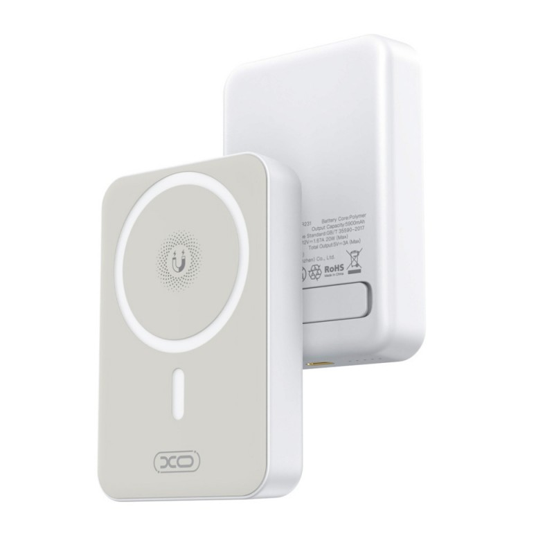 Външна батерия Power Bank 10000 mAh XO PR231 20W 3А, магнитна с MagSafe, Бяла