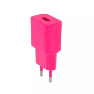 Зарядно устройство адаптер USB-A, Setty Barbie Style 220V, 2.4A, Цикламен