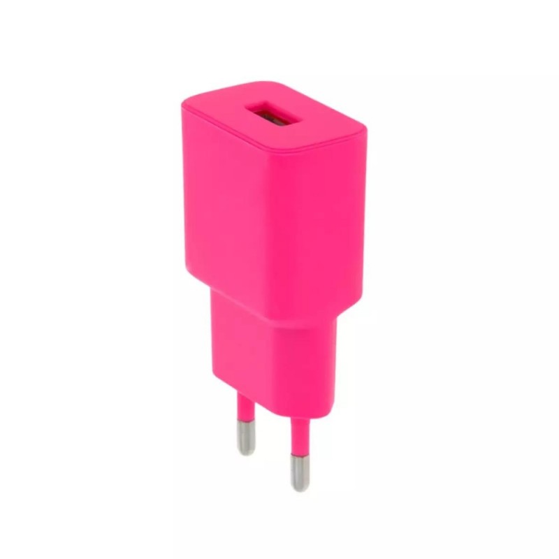 Зарядно устройство адаптер USB-A, Setty Barbie Style 220V, 2.4A, Цикламен