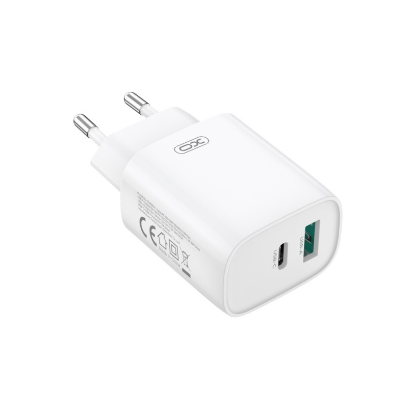 Зарядно устройство комплект XO CE30 PD 30W 1x USB-C 1x USB-A + USB-C - Lightning кабел, Бяло