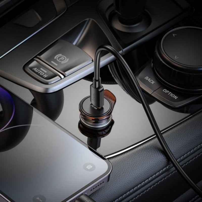 Зарядно устройство за кола комплект HOCO NZ16 PD 30W 1x USB-C с кабел USB-C - Lightning, Черен