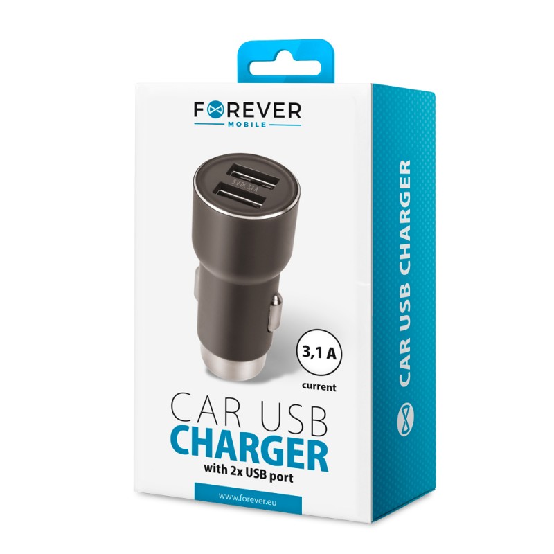 Forever ładowarka samochodowa CC-04 2x USB 3,1A czarna