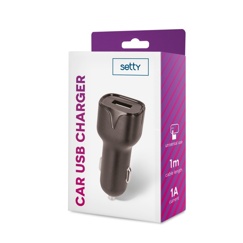 Зарядно за кола Setty 1x USB 1A черно