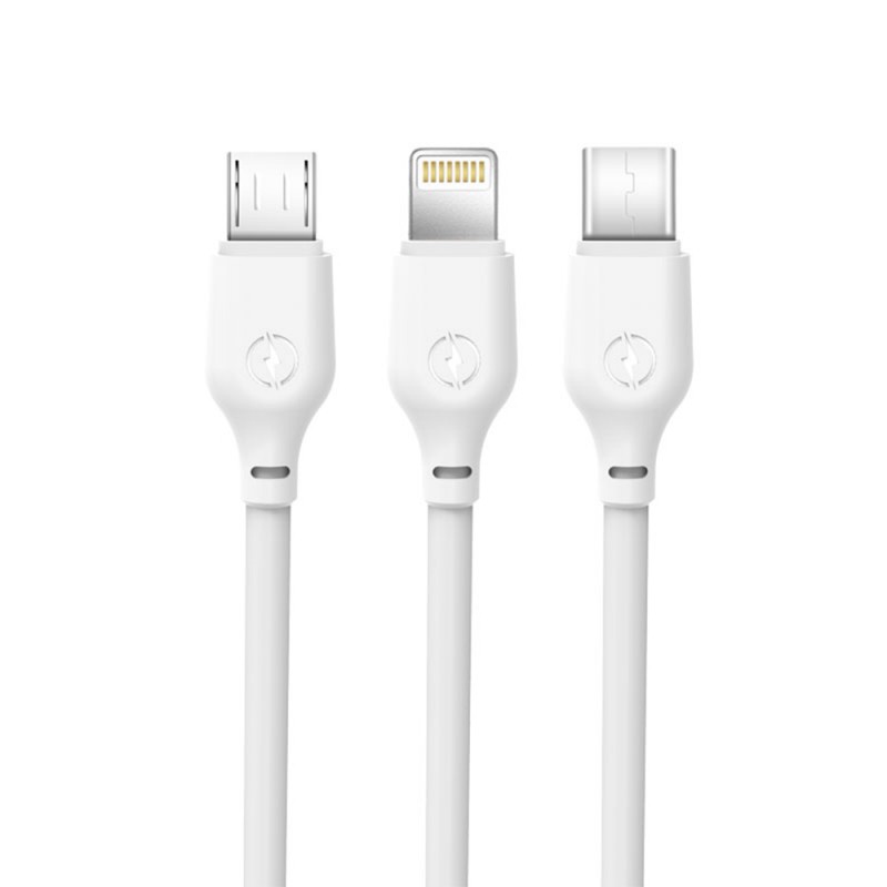 XO кабел NB103 3в1 USB - Lightning + USB-C + microUSB 1,0 m 2,1A бял