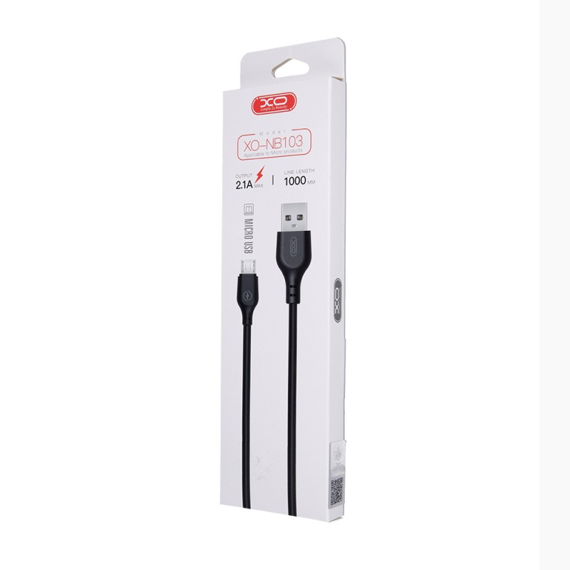 XO кабел NB103 USB - microUSB 1,0 m 2,1A черен