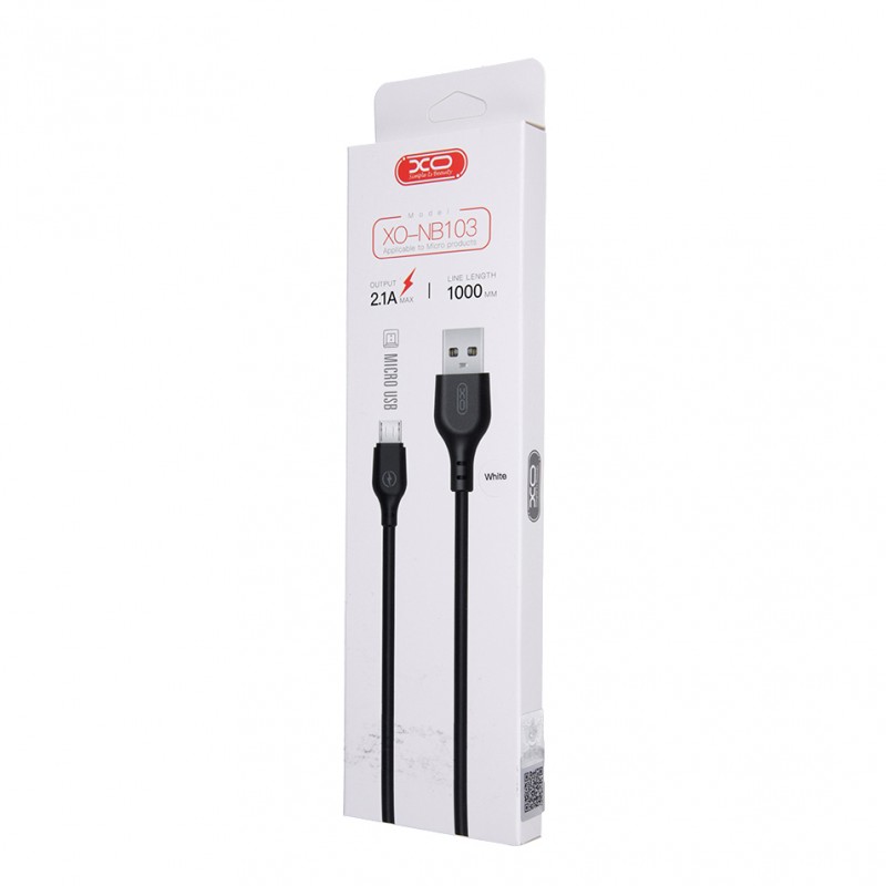 XO кабел NB103 USB - microUSB 1,0 m 2,1A бял