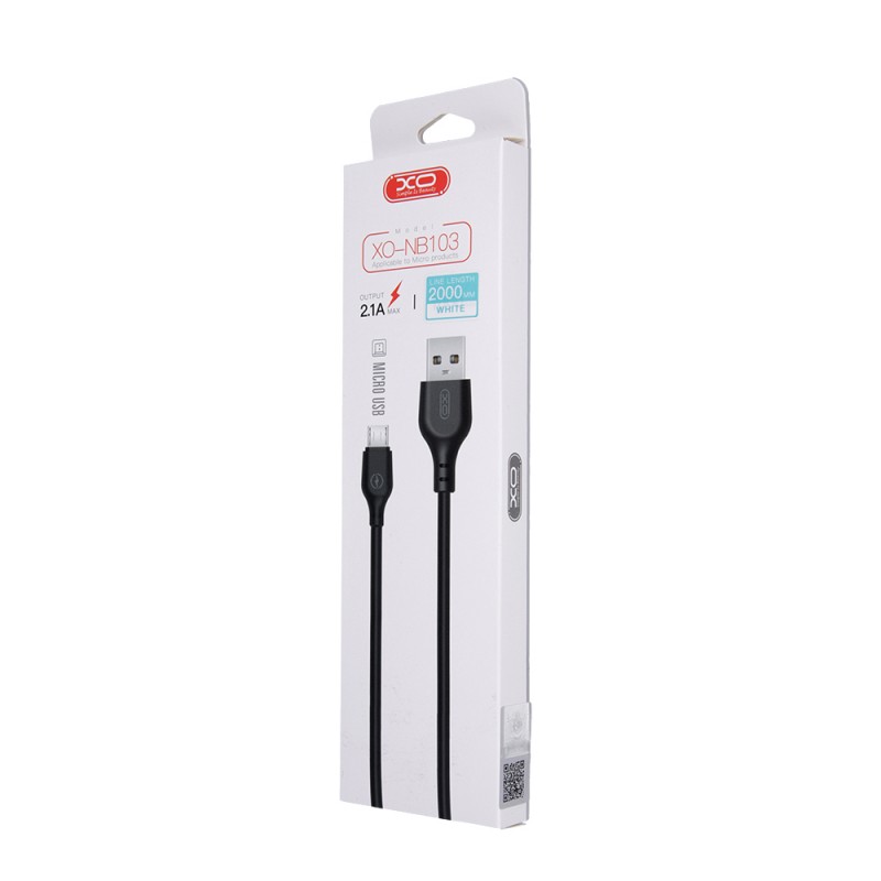 XO кабел NB103 USB - microUSB 2,0 m 2,1A бял