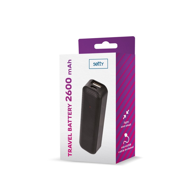 Setty power bank 2600 mAh мини черен