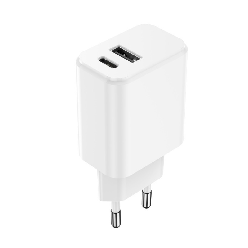 Стенно зарядно Setty 1x USB + USB-C 3A 20W бяло
