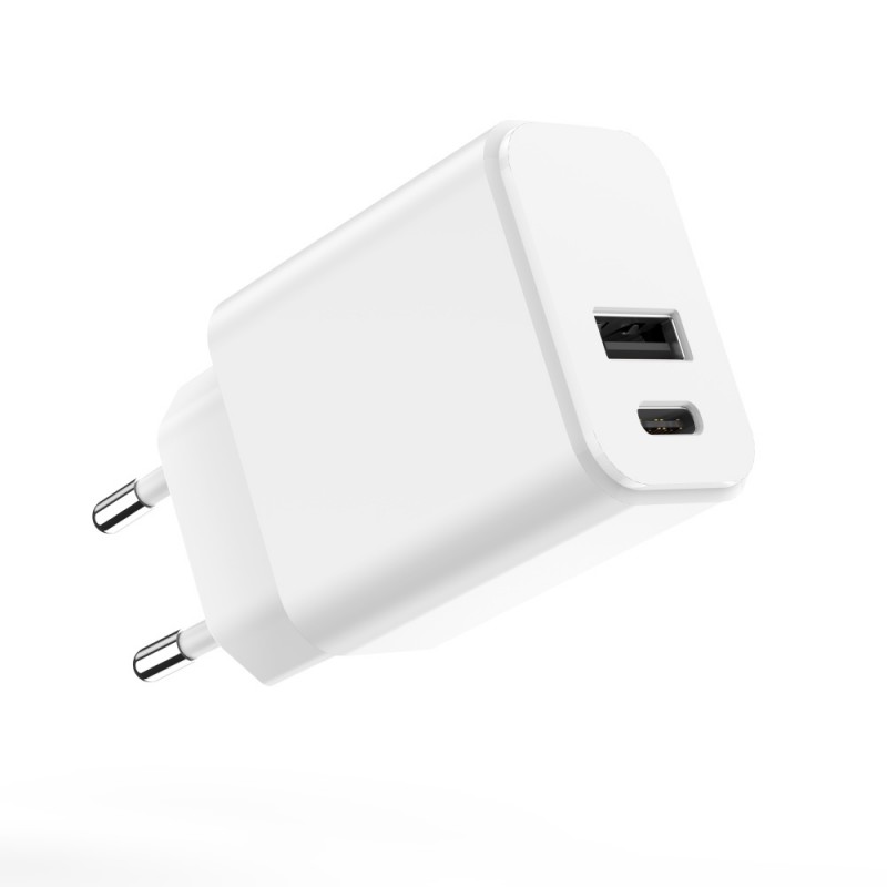 Стенно зарядно Setty 1x USB + USB-C 3A 20W бяло