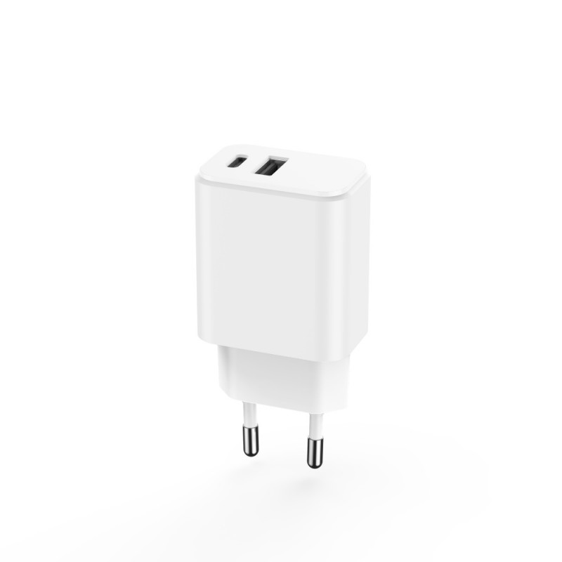 Стенно зарядно Setty 1x USB + USB-C 3A 20W бяло