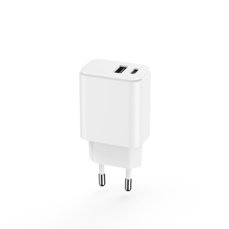 Стенно зарядно Setty 1x USB + USB-C 3A 20W бяло