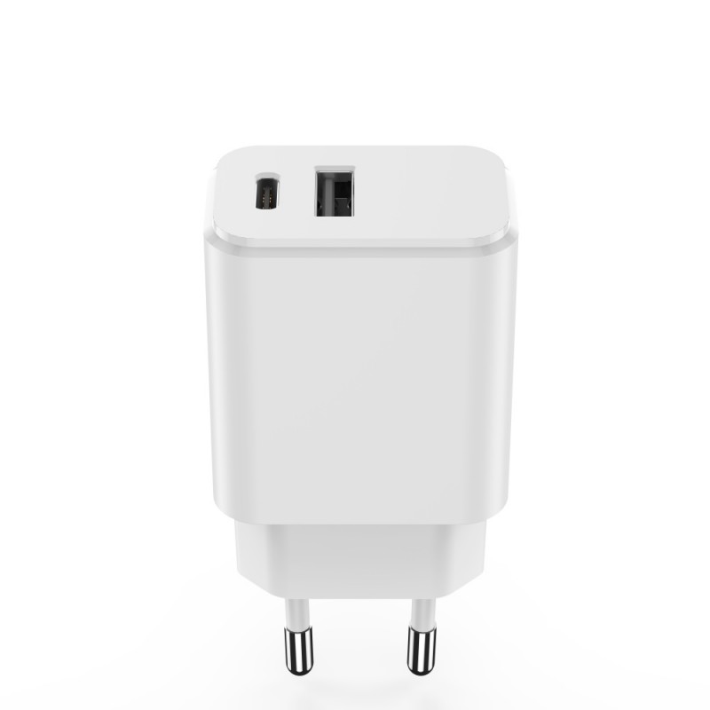 Стенно зарядно Setty 1x USB + USB-C 3A 20W бяло