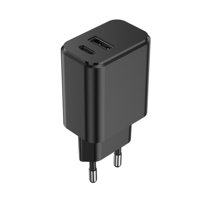 Стенно зарядно Setty 1x USB + USB-C 3A 20W черно