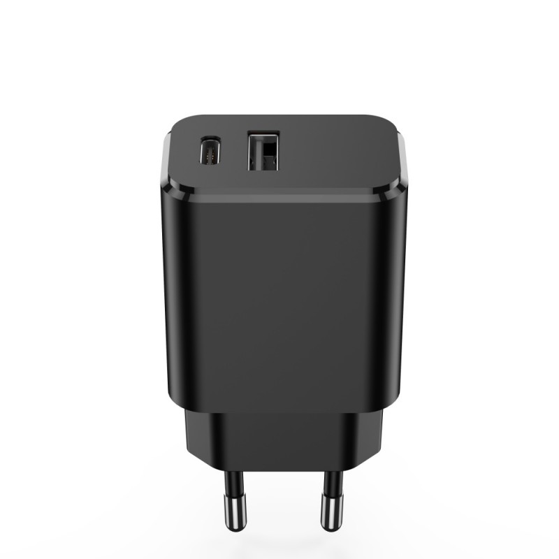 Стенно зарядно Setty 1x USB + USB-C 3A 20W черно