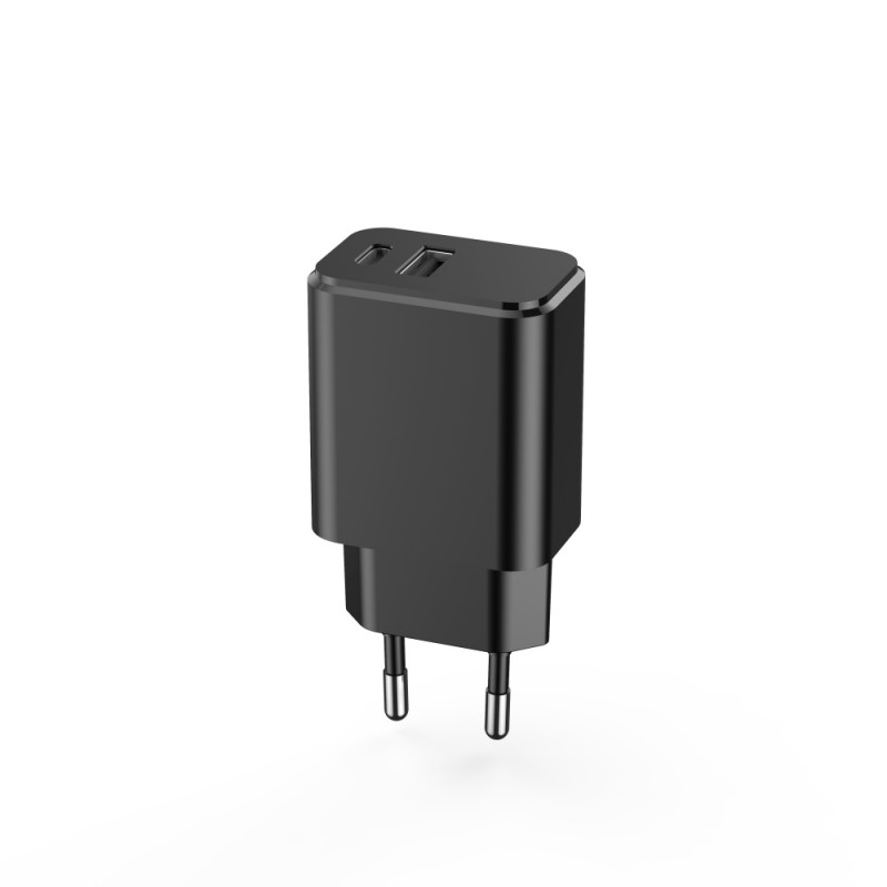 Стенно зарядно Setty 1x USB + USB-C 3A 20W черно