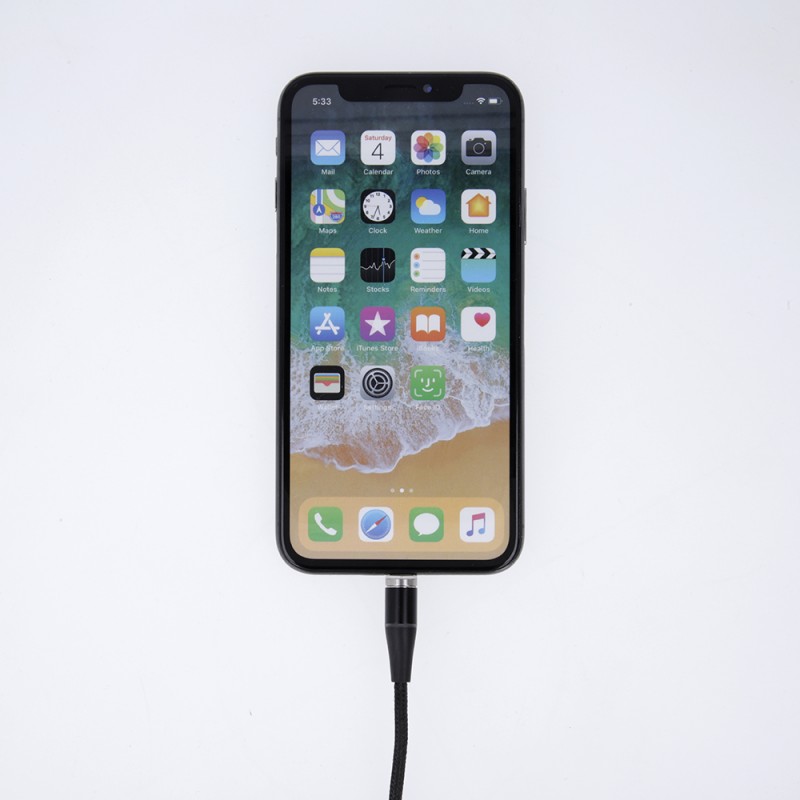 Maxlife магнитен кабел MXUC-03 USB - Lightning + USB-C + microUSB 1.0 m 3A черен найлон