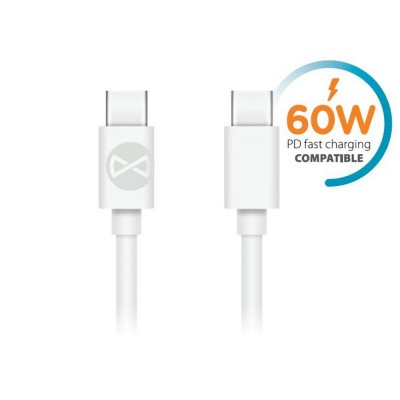 Forever USB-C - USB-C кабел 1.0 m 60W бял