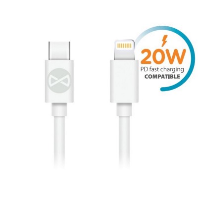 Forever USB-C - Lightning кабел 1.0 m 20W бял