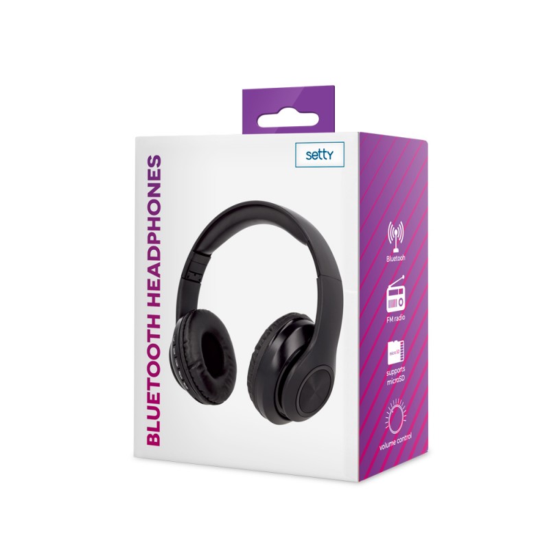 Setty on-ear Bluetooth слушалки, черни, с радио