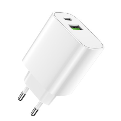 Мрежово зарядно устройство Forever 1xUSB QC 3.0 + 1xUSB-C PD 20W LS-04 бяло