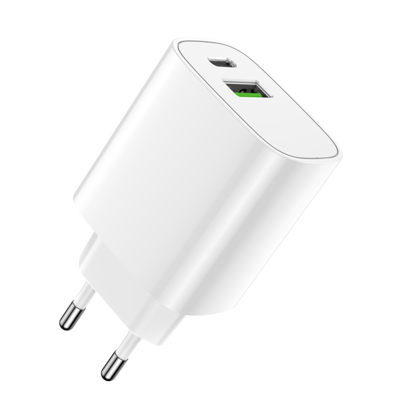 Мрежово зарядно устройство Forever 1xUSB QC 3.0 + 1xUSB-C PD 20W LS-04 бяло