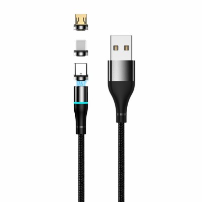 Setty магнитен USB кабел 1.0 m 2A найлон черен