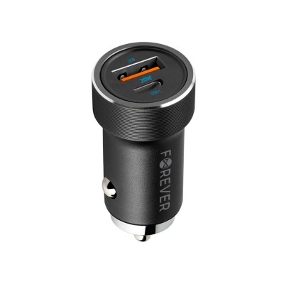 Forever PD QC CC-06 зарядно за кола 1x USB-C 1x USB 20W черно